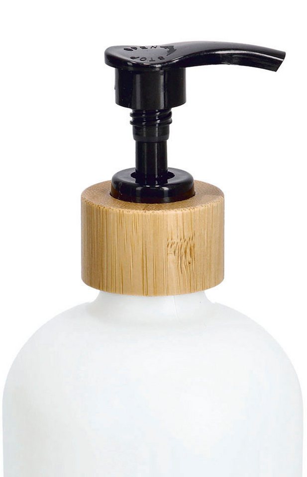 Zeller Present Spülmittelspender, (Set, 3-tlg), Glas / Bambus, Füllmenge je 500 ml, inkl. Tablett – Bild 3 von 4