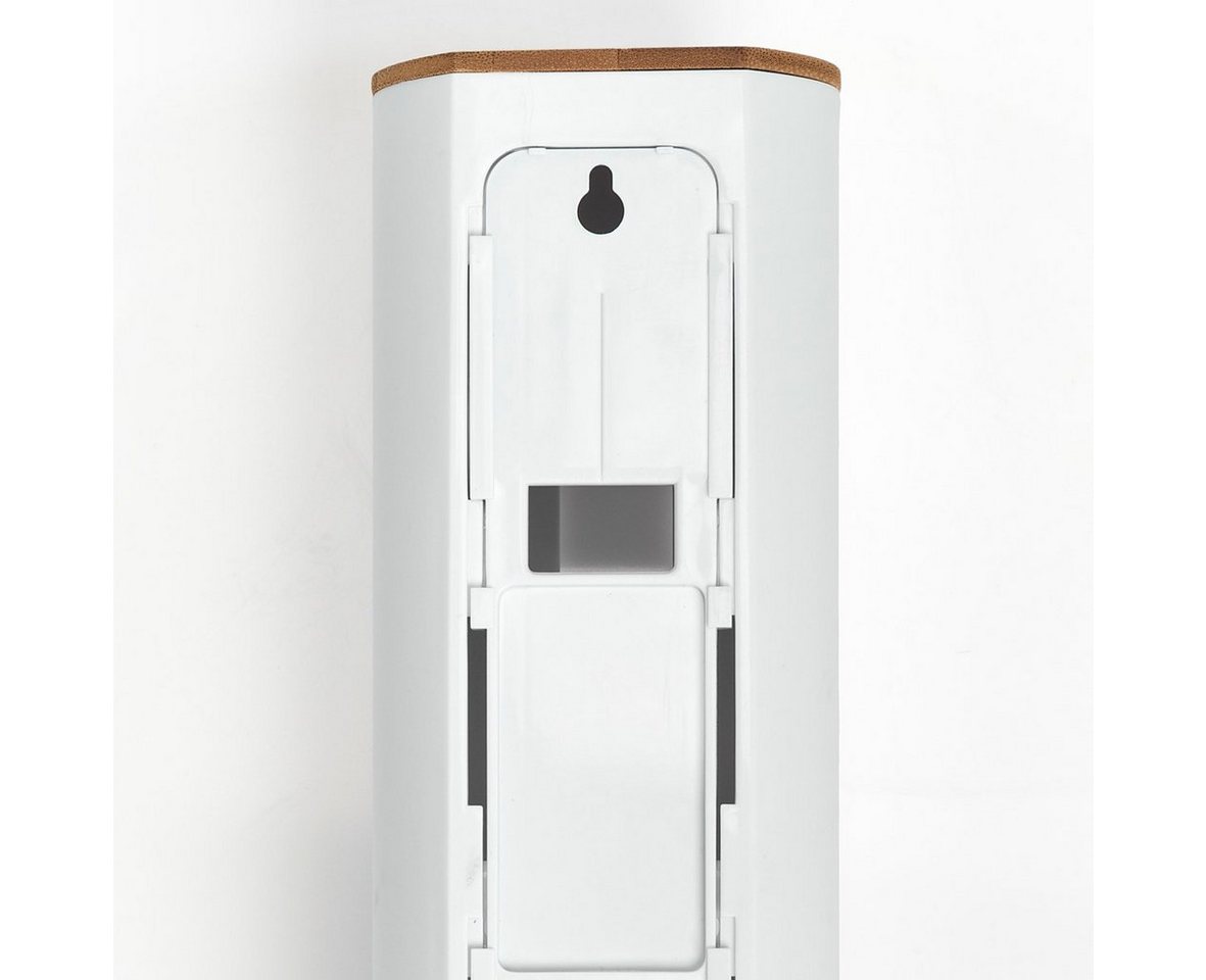 Zeller Present Stoff Wattepad-Spender, Kunststoff/Bambus, weiß – Bild 4 von 5