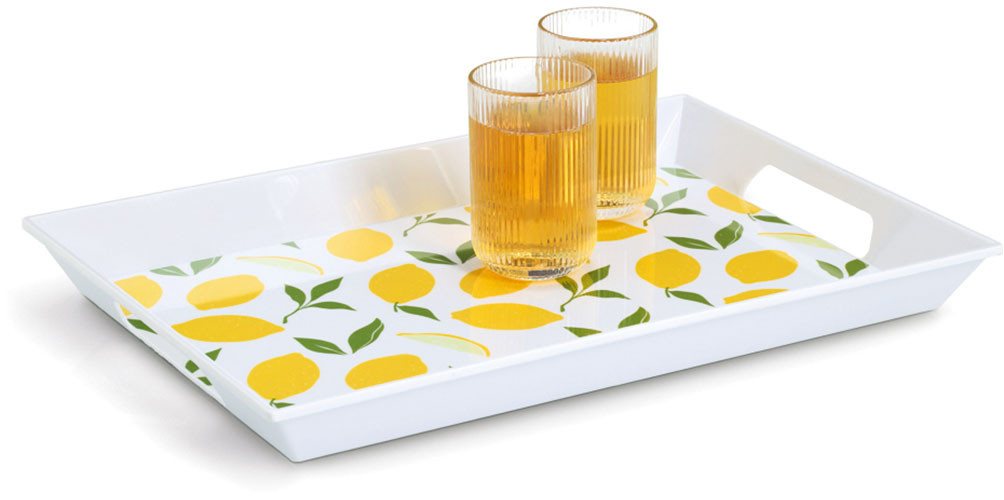 Zeller Present Tablett Melamintablett "Lemons", Melamin, sommerliches Motiv, Tragegriffe, 34,8x50 cm – Bild 2 von 3