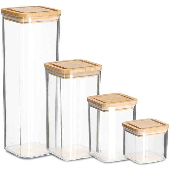 Zeller Present Vorratsdose, Bambus, Polyprophylen (PP), (Set, 4-tlg), 4-teilig: 1900 ml, 1200 ml, 800 ml und 500 ml