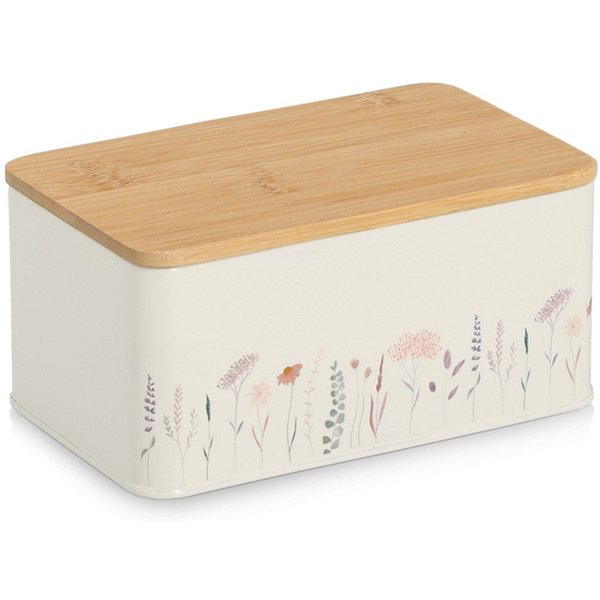 Zeller Present Vorratsdose m. Bambusdeckel "Flowers", Bambus, Metall, (1-tlg), Moderne Materialkombination, 1650 ml