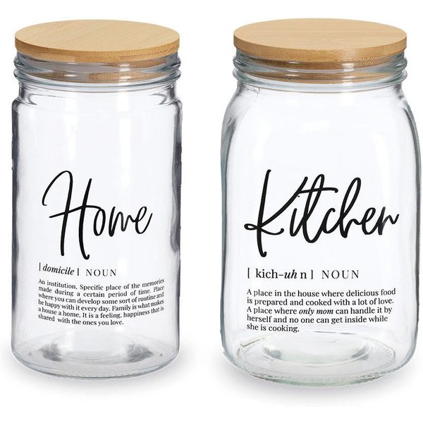 Zeller Present Vorratsglas HOME & KITCHEN, Bambus, Glas, (Set, 2-tlg., HOME - 1000 ml, Ø 10 x 19,5 cm / KITCHEN 1400 ml, Ø 11,4 x 19 cm), luftdicht verschließba