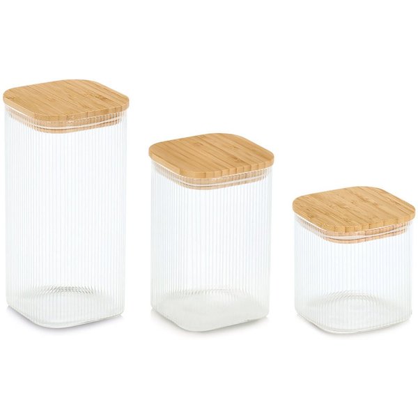 Zeller Present Vorratsglas mit Bambusdeckel, 3-tlg, Bambus, Borosilikatglas, (Set, 3-tlg), luftdicht, schützt vor Feuchtigkeit, 720 ml