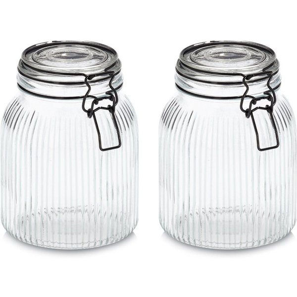 Zeller Present Vorratsglas mit Bügelverschluss, 2-tlg., Glas, Metall, (Set, 2-tlg), luftdicht, schützt vor Feuchtigkeit, 1400 ml