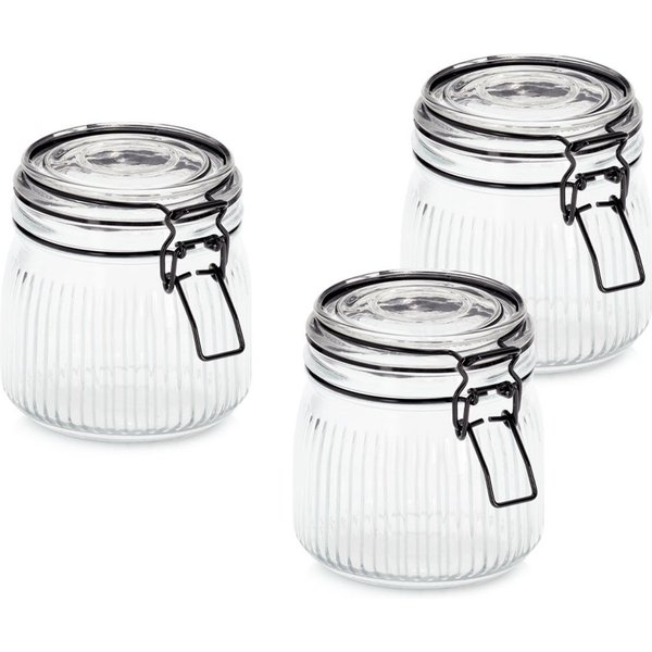 Zeller Present Vorratsglas mit Bügelverschluss, 3-tlg., Glas, Metall, (Set, 3-tlg), luftdicht, schützt vor Feuchtigkeit