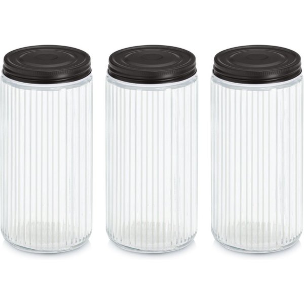 Zeller Present Vorratsglas mit Metalldeckel, 3-tlg., Glas, Metall, (Set, 3-tlg), luftdicht, schützt vor Feuchtigkeit, 950 ml