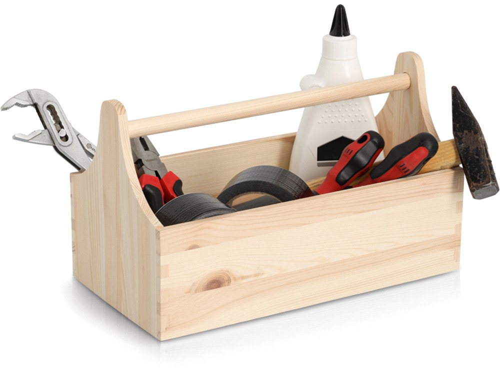 Zeller Present Werkzeugbox Kiefer, natürliches Holz, vielseitig, einfach tragbar – Bild 2 von 2