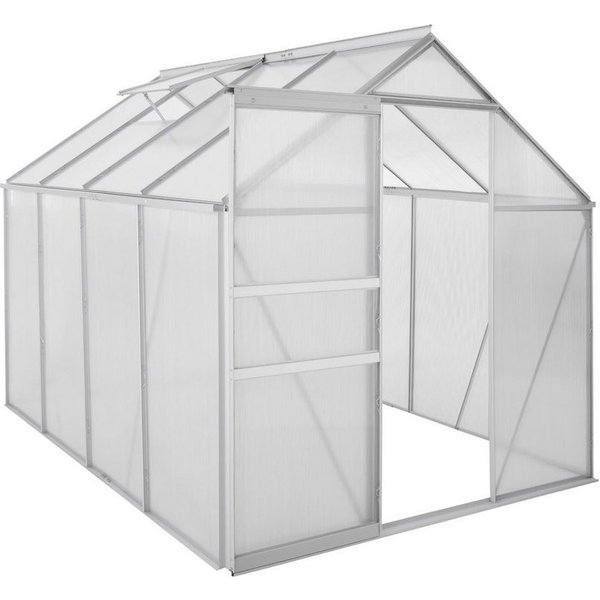 Zelsius Gewächshaus Aluminium Gewächshaus, 250 x 190 cm, 4 mm Hohlkammerplatten, Treibhaus, BxTxH: 190 x 250 x 195 cm