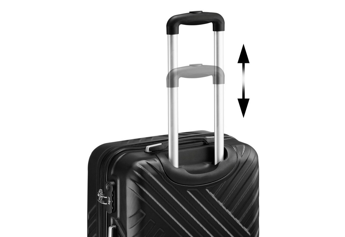 Zelsius Kofferset 3er Set, Schwarz, ABS Hartschalenkoffer, Zahlenschloss, Trennwand, 4 Rollen – Bild 5 von 5