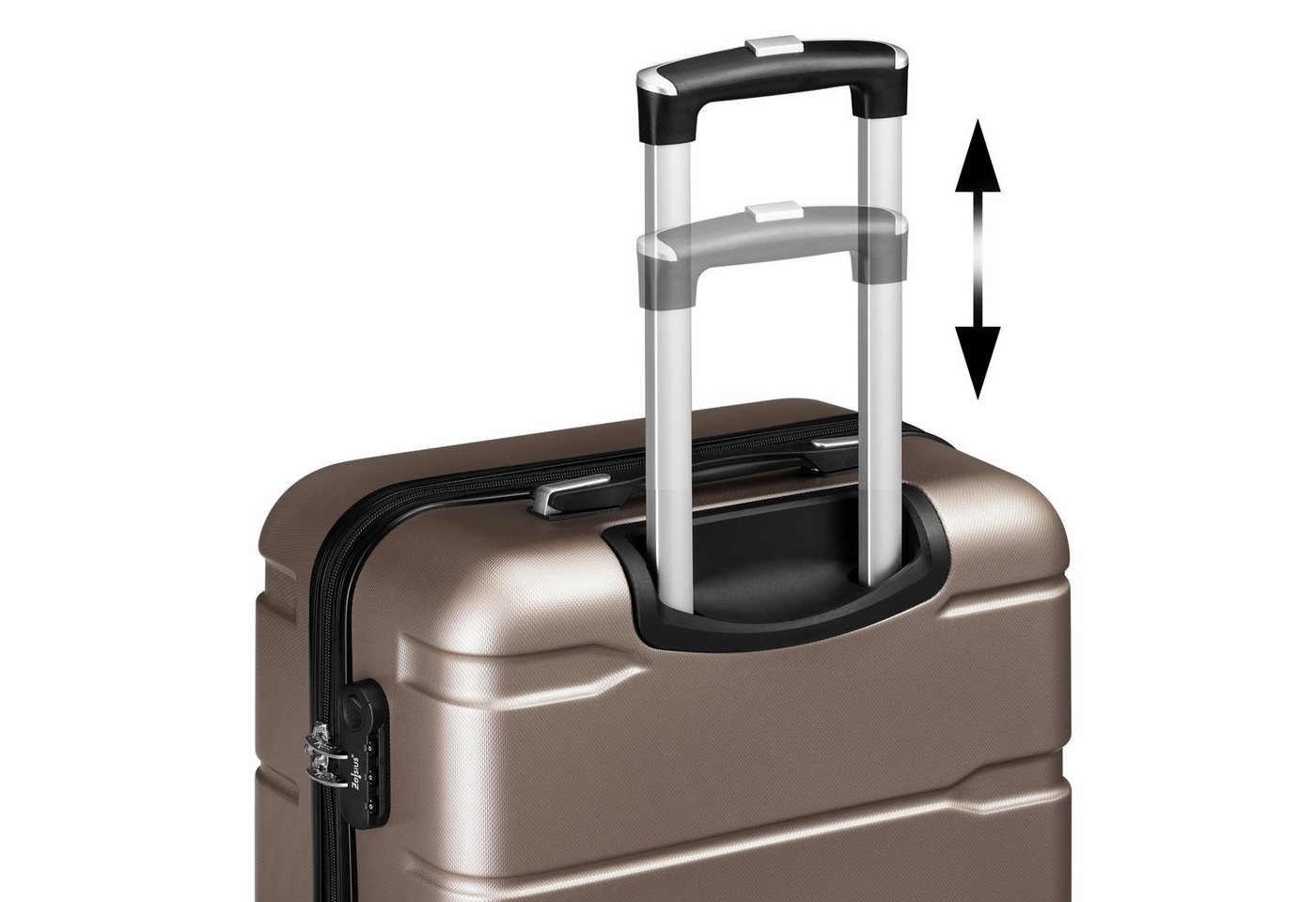 Zelsius Kofferset Koffer Set 3 Stk, Champagner, ABS Hartschalenkoffer mit Zahlenschloss, 4 Rollen, (Set, 3 teiliges Kofferset) – Bild 5 von 5
