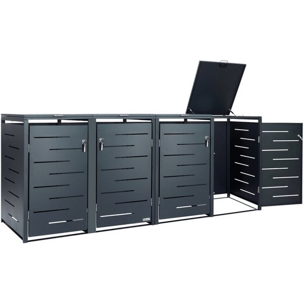 Zelsius Mülltonnenbox Mülltonnenbox für vier Mülltonnen, Anthrazit RAL 7016 (Set, Set für 4 Mülltonnen)