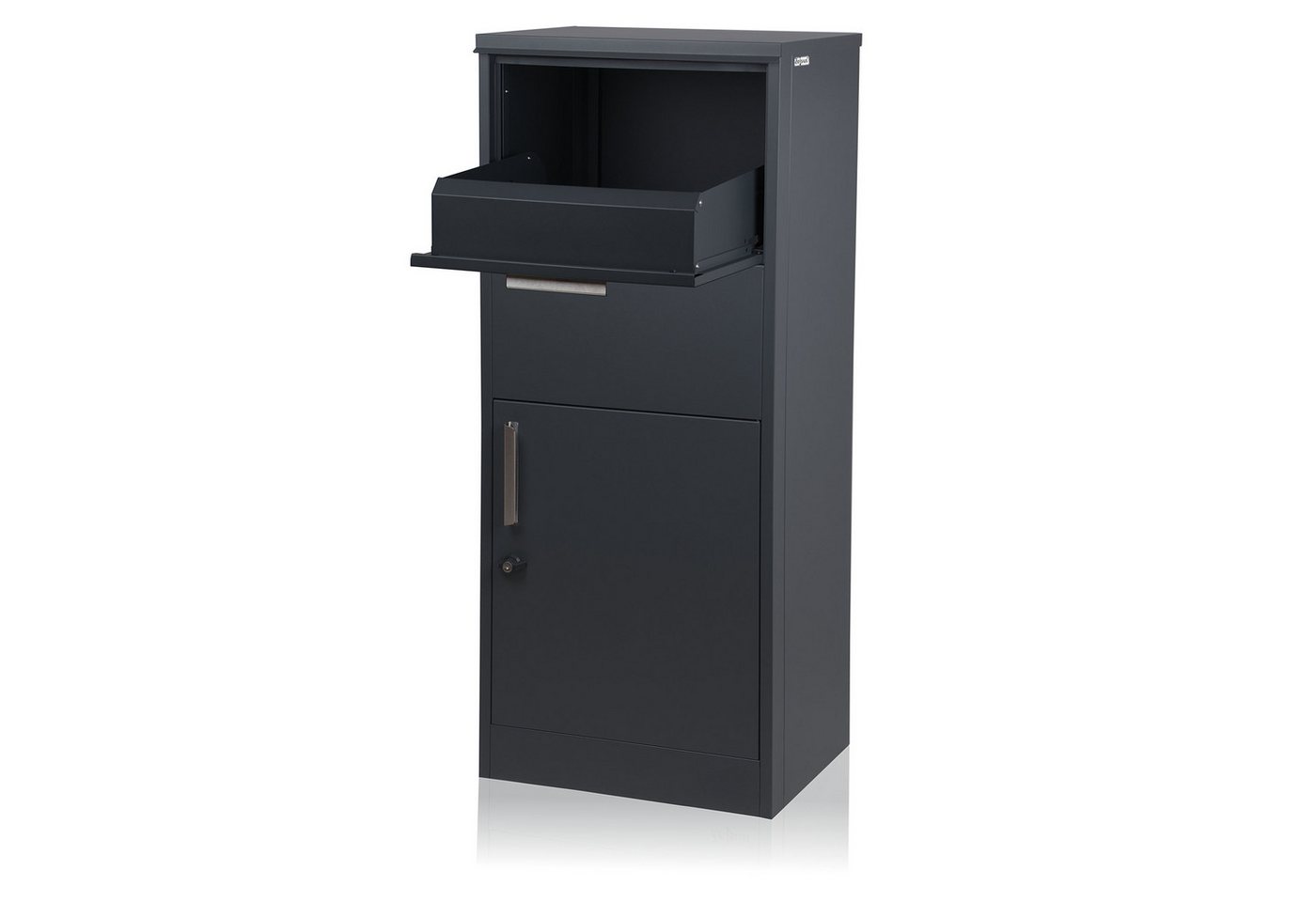 Zelsius Paketbriefkasten Jupiter, pulverbeschichteter Stahl, RAL7016 mit Diebstahlsperre (1x Paketbriefkasten, Montagematerial) – Bild 4 von 5