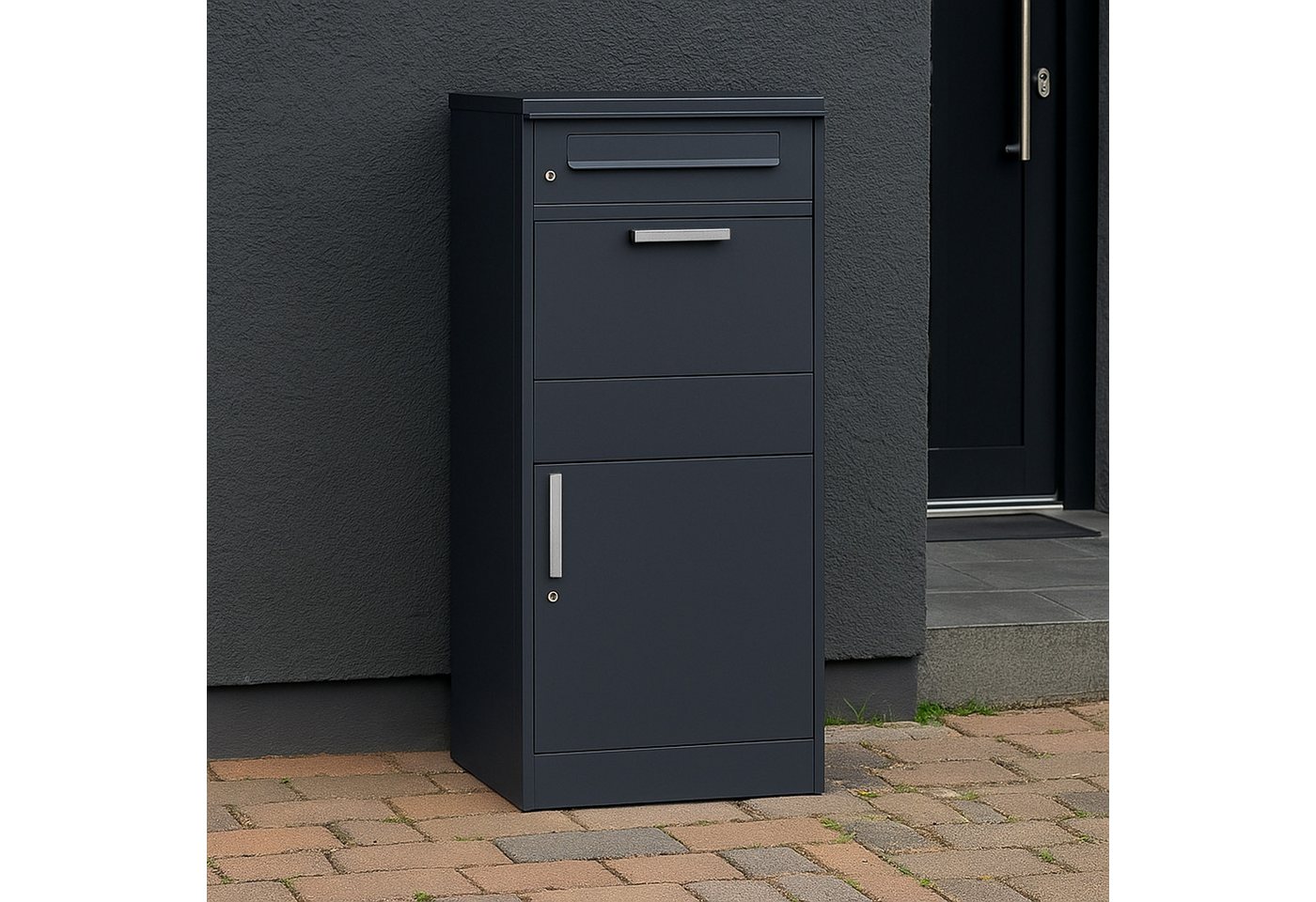 Zelsius Paketbriefkasten Neptun, pulverbeschichteter Stahl, RAL7016, mit Diebstahlsperre – Bild 2 von 5