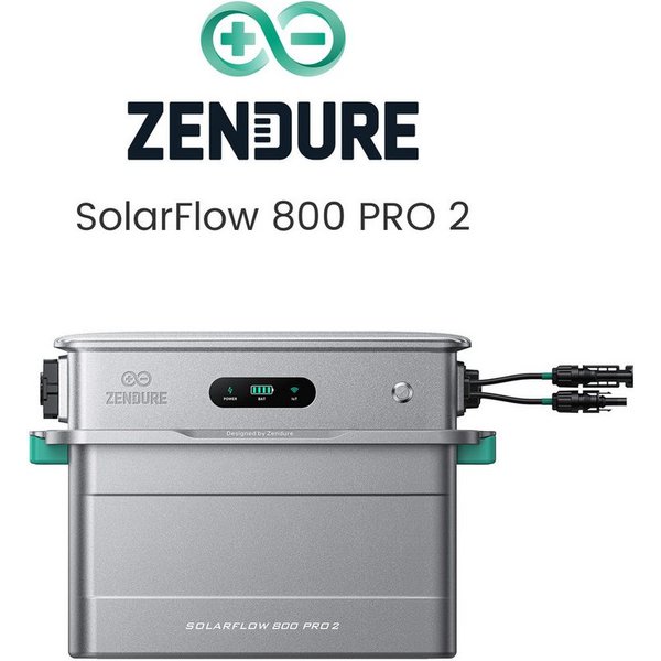 ZENDURE SuperCharged Balkonkraftwerk Zendure Solarflow 800 Pro 2, Solarspeicher 1,92kWh für Balkonkraftwerk, LiFePO4, (Zendure AB2000L (Optional)