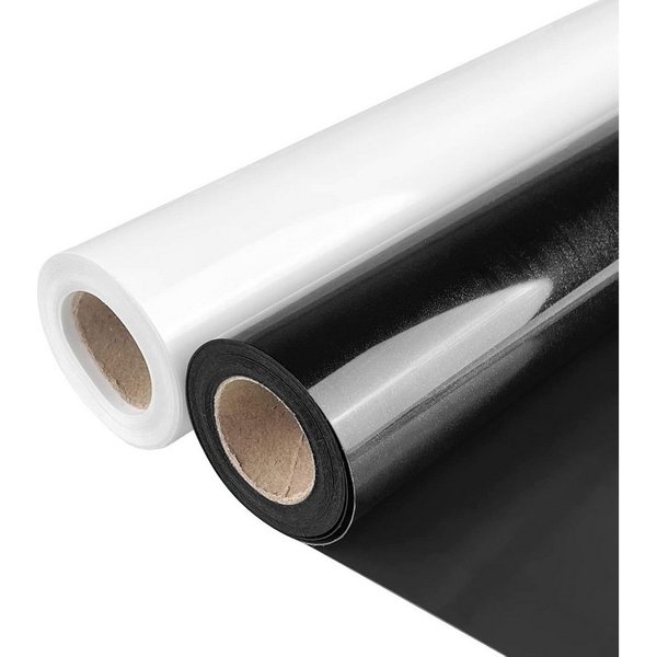 Zengi Plotterfolie Textil 30,5 cm × 4 m Schwarz Weiß für Cricut Silhouette mit Pinzette, (Set, 2St), maschinenwaschbar, hitzeübertragbar und präzise entgitterba