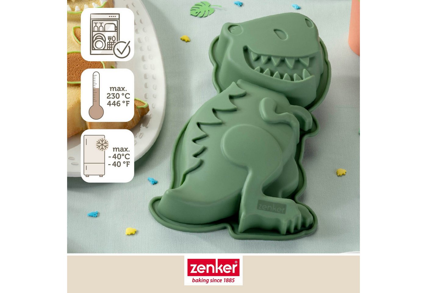 Zenker Backform Silikon Dinosaurier, Kuchenform, Motivbackform, Kinderparty – Bild 2 von 5