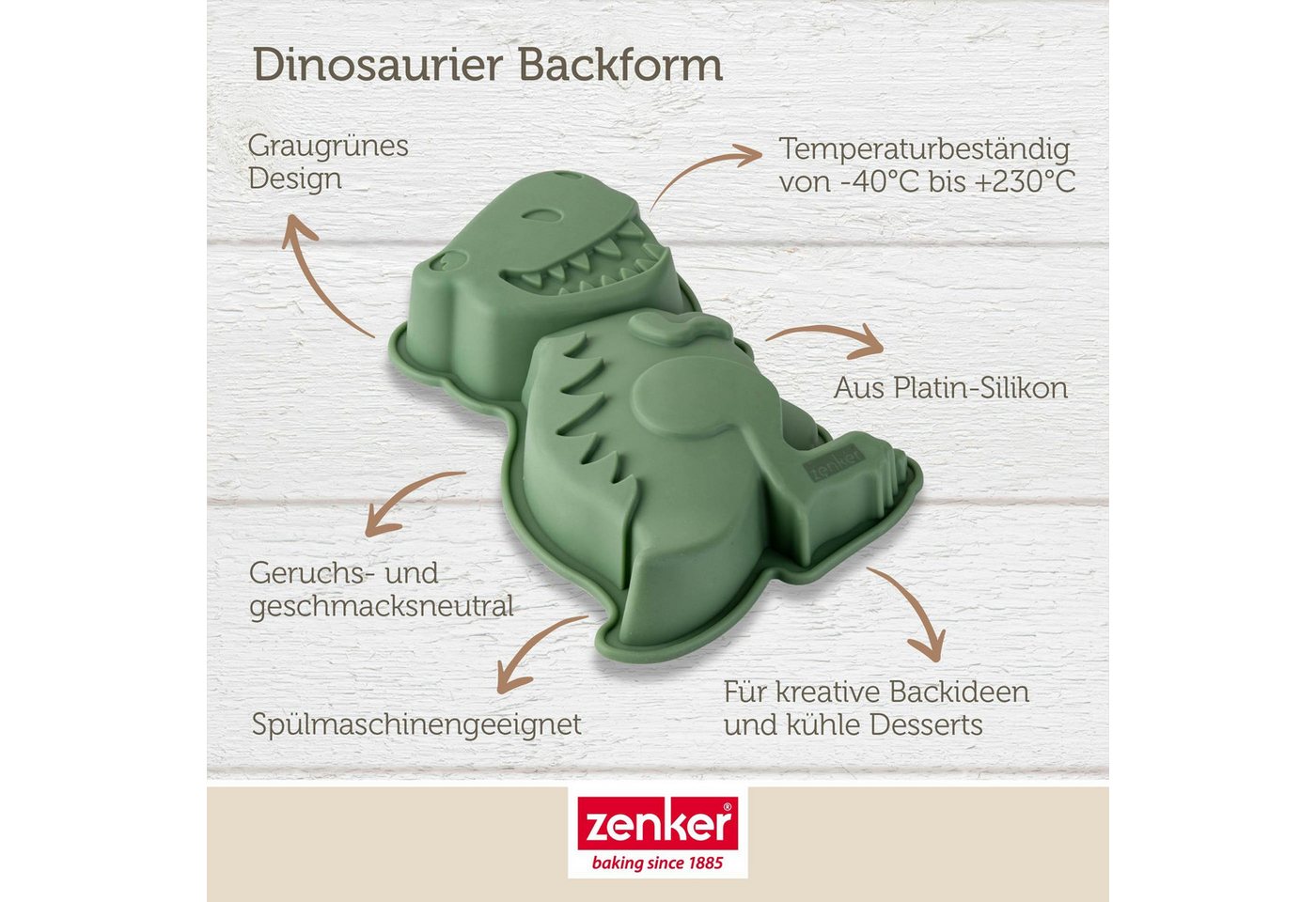 Zenker Backform Silikon Dinosaurier, Kuchenform, Motivbackform, Kinderparty – Bild 3 von 5