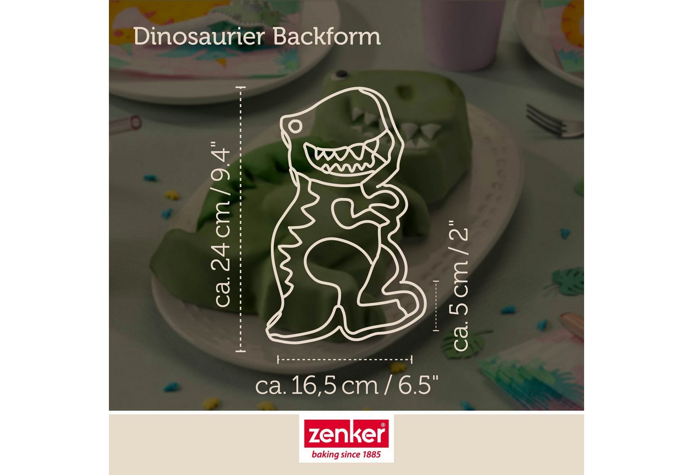 Zenker Backform Silikon Dinosaurier, Kuchenform, Motivbackform, Kinderparty – Bild 4 von 5