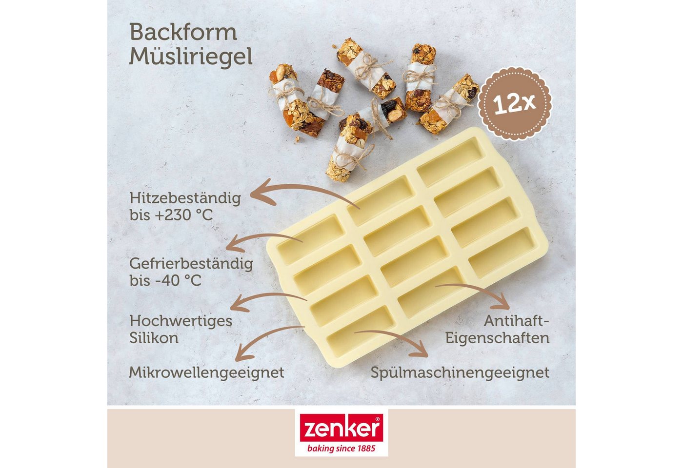 Zenker Müsliriegelform Riegelform, Silikon, Silikonbackform – Bild 3 von 5