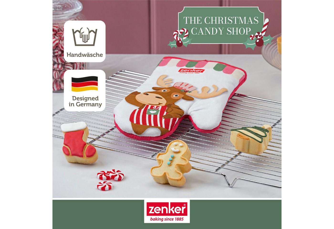 Zenker Topfhandschuhe Back-/Topfhandschuh, Ofenhandschuh, Küchenhelfer, Weihnachtsmotiv – Bild 2 von 5