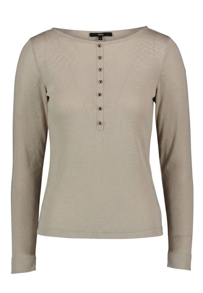 Zero Kurzarmshirt Damen mit Knopfleiste (1-tlg) Material – Bild 5 von 5