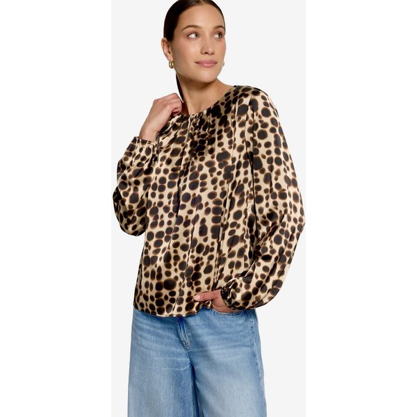 Zero Satinbluse mit Muster und Rundhalsausschnitt
