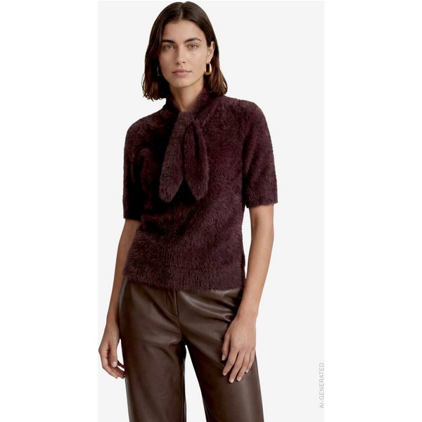 Zero Schalkragenpullover Kurzarmpullover flauschig