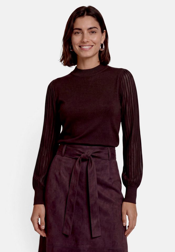 Zero Strickpullover Damen mit Spitzenärmeln (1-tlg) Struktur – Bild 2 von 5