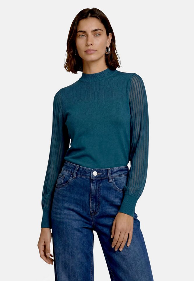 Zero Strickpullover Damen mit Spitzenärmeln (1-tlg) Struktur – Bild 2 von 5