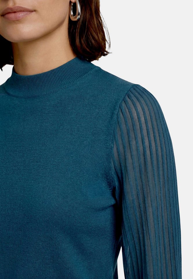 Zero Strickpullover Damen mit Spitzenärmeln (1-tlg) Struktur – Bild 4 von 5