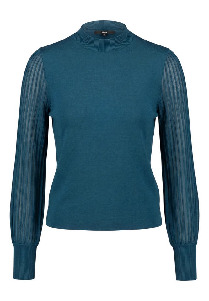 Zero Strickpullover Damen mit Spitzenärmeln (1-tlg) Struktur – Bild 5 von 5