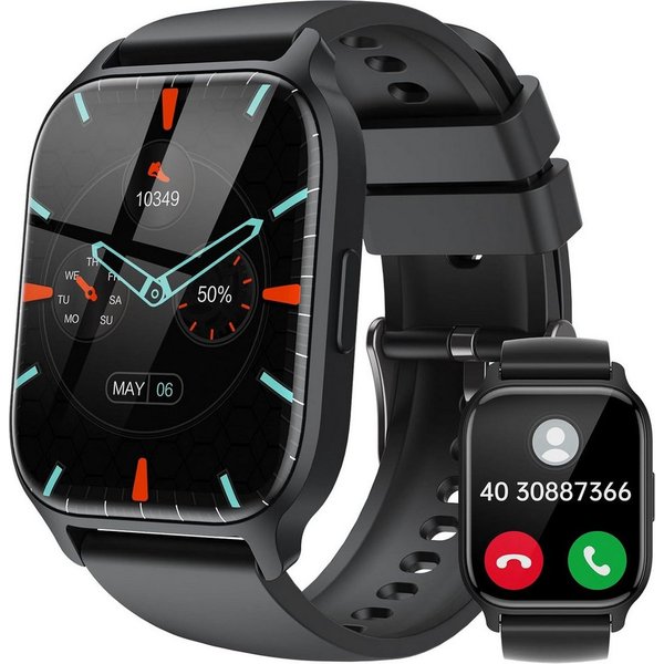 Zevelora Herren-Damen-mit-Telefonfunktion Smartwatch (1,85 Zoll, Android/iOS), mit 112+ Sportmodi Fitness-Tracker Schrittzähler, SchlafüBerwachung