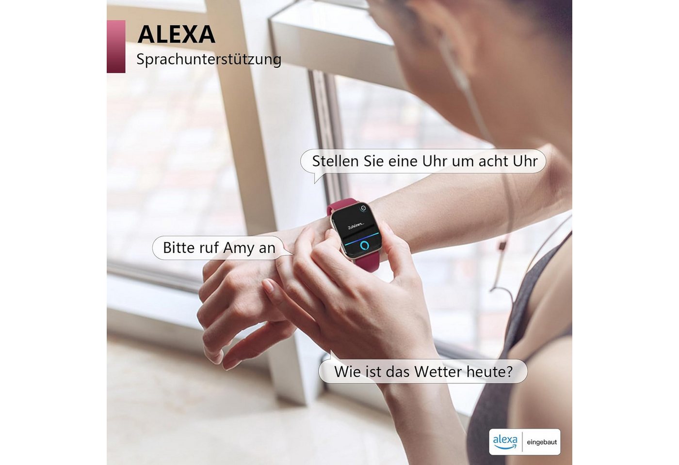 Zevelora Herren's und Damen's Telefonfunktion IP68 Wasserdicht Fitness-Tracker Smartwatch (4,57 cm/1,8 Zoll, Android/iOS), mit Herzfrequenz, SpO2, Schlaf Monito – Bild 4 von 5