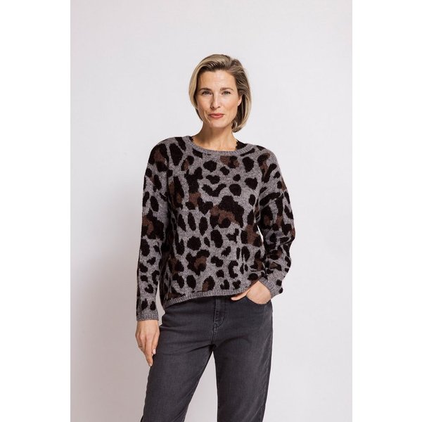 Zhrill Strickpullover IDA aus Materialmix mit Wolle, bequeme Passform, Animal-Optik