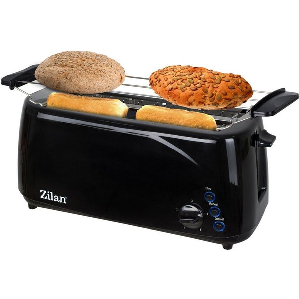 Zilan Toaster ZLN-2713, 2 lange Schlitze, für 4 Scheiben, 1400 W, mit Brötchenaufsatz