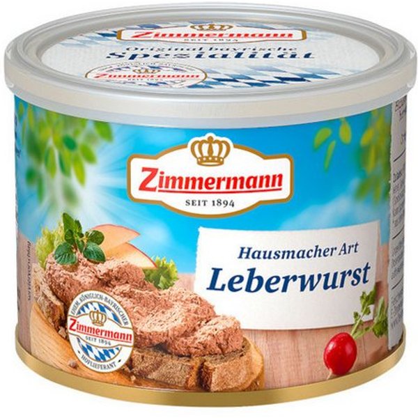 Zimmermann Wurstkonserve, Zimmermann Hausmacher Leberwurst grob Herzhaft und Lecker 200g