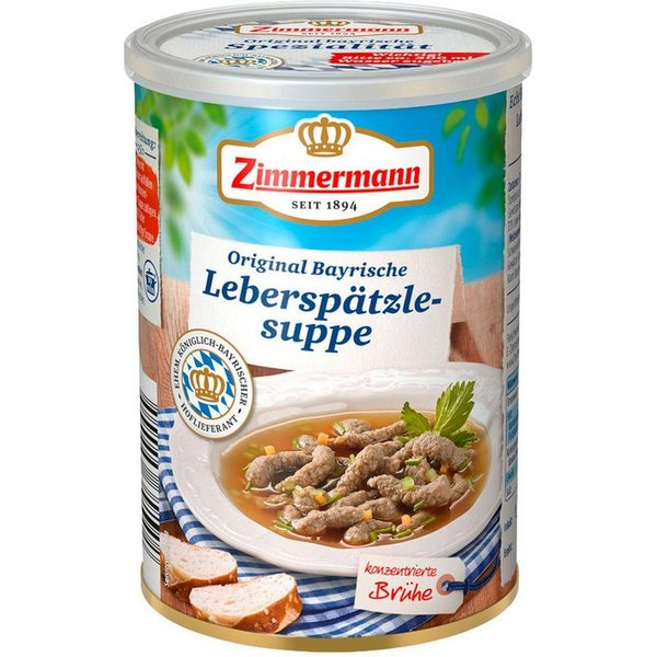 Zimmermann Wurstkonserve, Zimmermann Echt Bayrische Leberspätzle-Suppe konzentriert 400ml