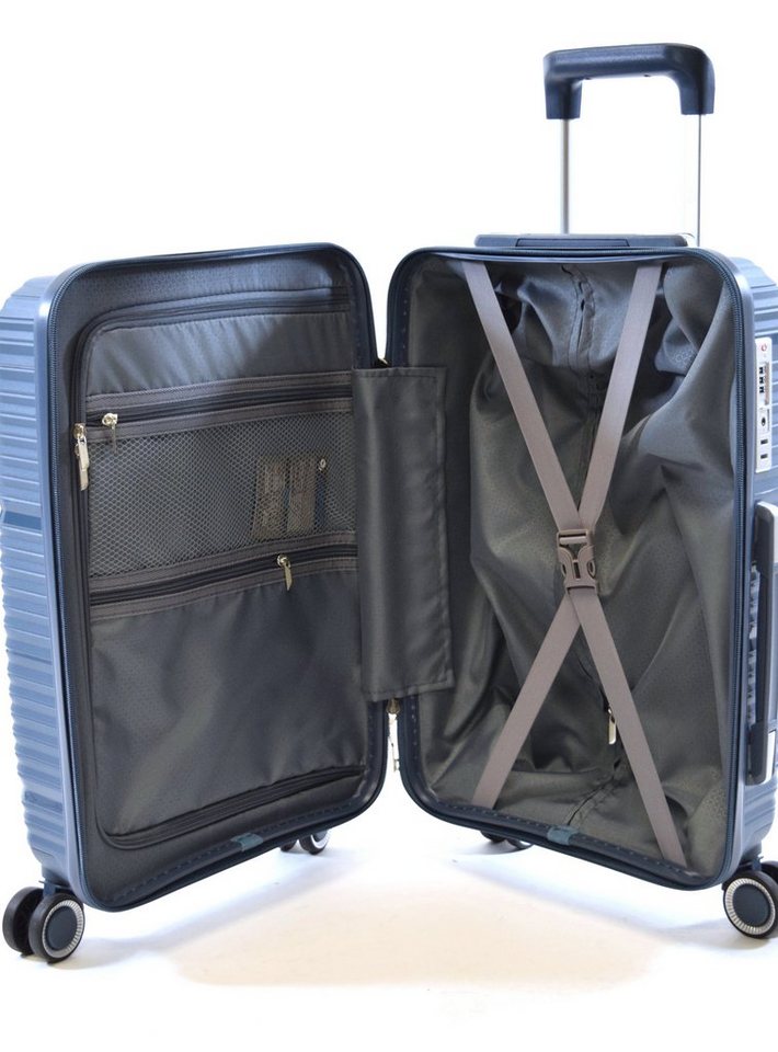 Zimmert Leather Hartschalen-Trolley Flightourer, 4 Rollen, Grau, Blau, Polypropylen, Bruchsicher, versenktes TSA Schloss – Bild 4 von 5