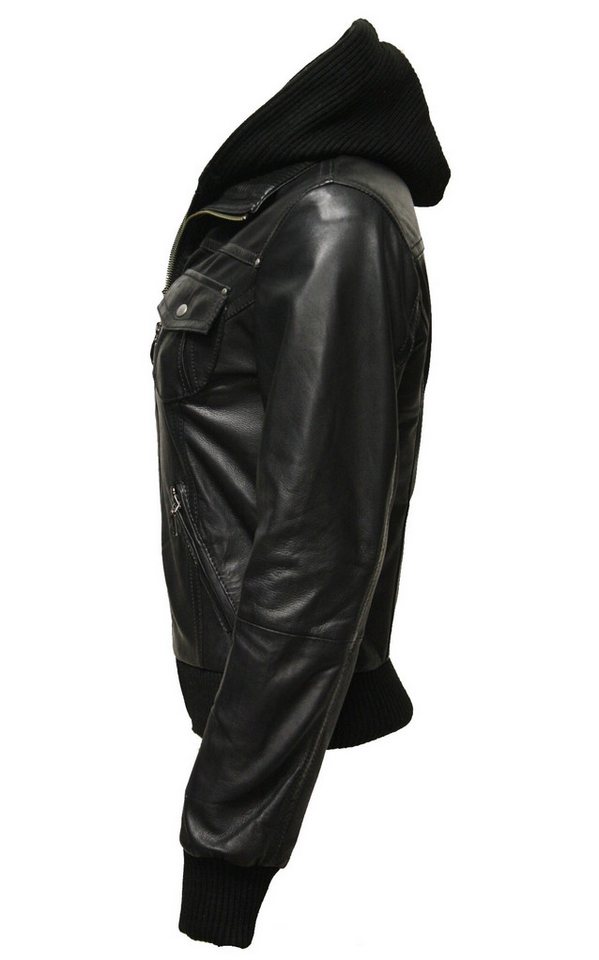 Zimmert Leather Lederjacke Fibi Blouson, Kapuze, Burgund, Rot, Schwarz, Übergangsjacke – Bild 2 von 5