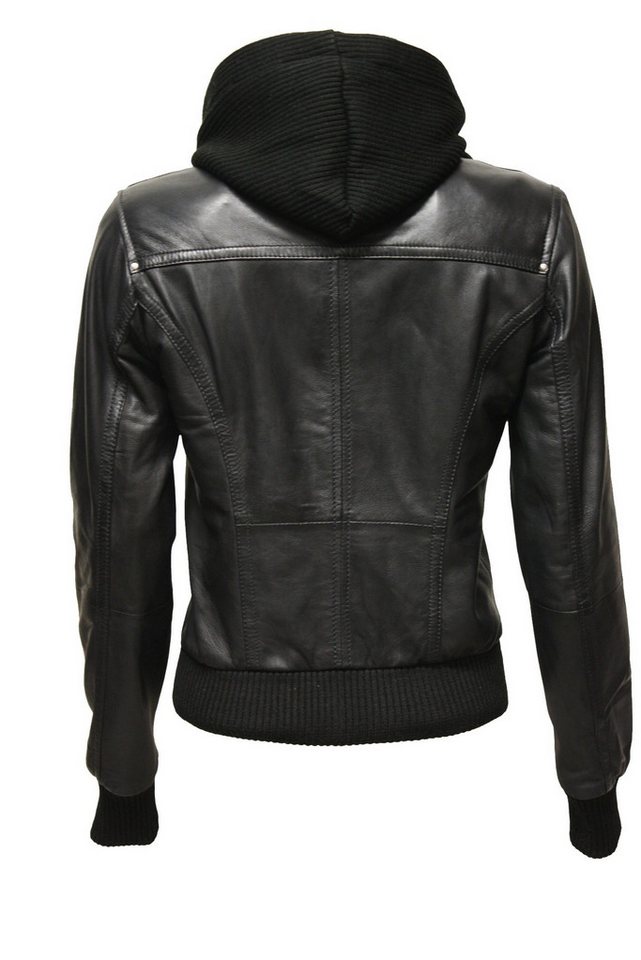 Zimmert Leather Lederjacke Fibi Blouson, Kapuze, Burgund, Rot, Schwarz, Übergangsjacke – Bild 3 von 5