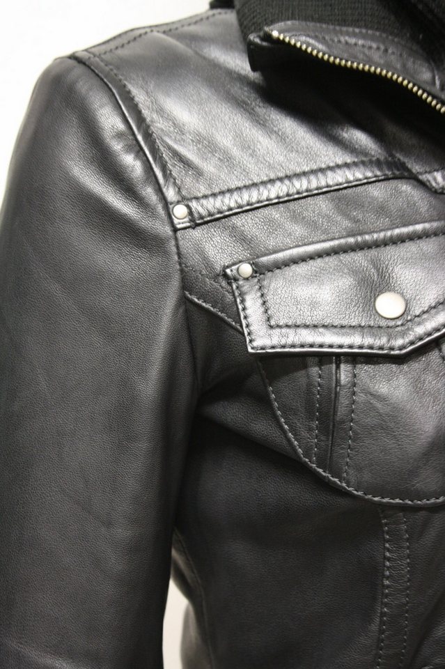Zimmert Leather Lederjacke Fibi Blouson, Kapuze, Burgund, Rot, Schwarz, Übergangsjacke – Bild 5 von 5
