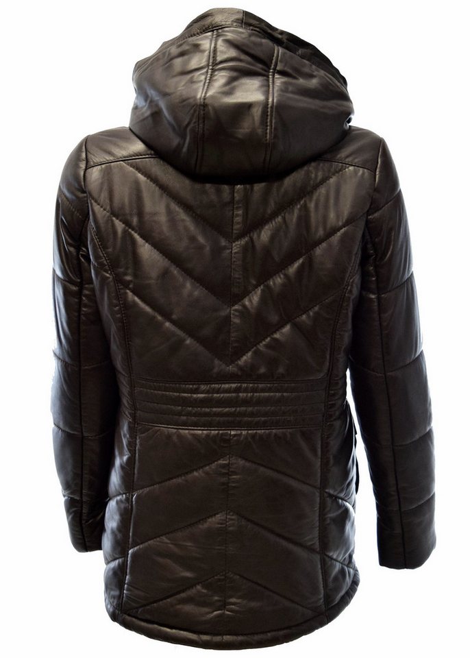 Zimmert Leather Lederjacke Julia Damen, Steppjacke, Lammnappa, Kapuze, Schwarz,Braun,Dunkelbraun – Bild 3 von 5