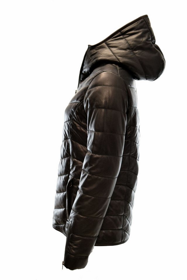 Zimmert Leather Lederjacke Luccy Damen, Steppjacke, Kapuze, Dunkel Rot, Braun,Schwarz,washed,Lammnappa – Bild 2 von 5