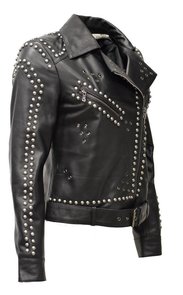 Zimmert Leather Lederjacke Nika Nieten, Biker, Schwarz – Bild 4 von 5