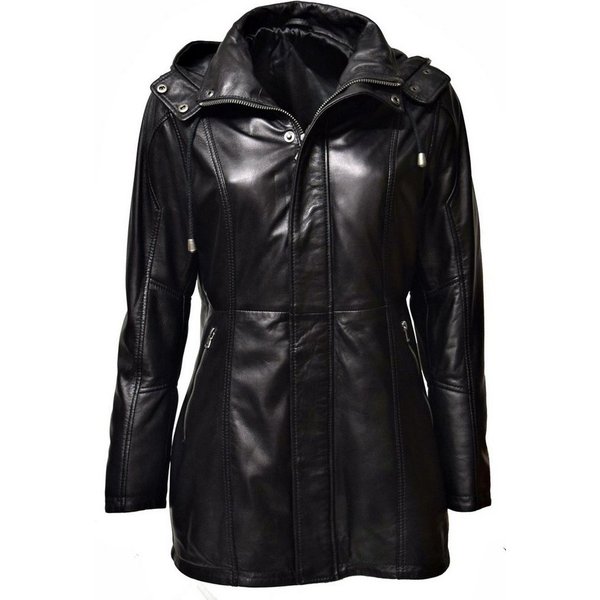 Zimmert Leather Lederjacke Pauline (1-St) Parka, Lammnappa, weich, Kapuze, Schwarz, Braun, Rot, Cognac