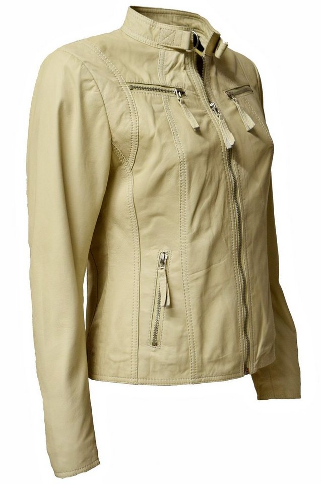 Zimmert Leather Lederjacke Pia cremefarbend, Vanilla weiches Leder mit Stehkragen – Bild 4 von 5