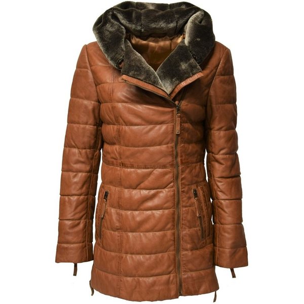 Zimmert Leather Ledermantel Cindy weiches, gestepptes Leder mit Kapuze