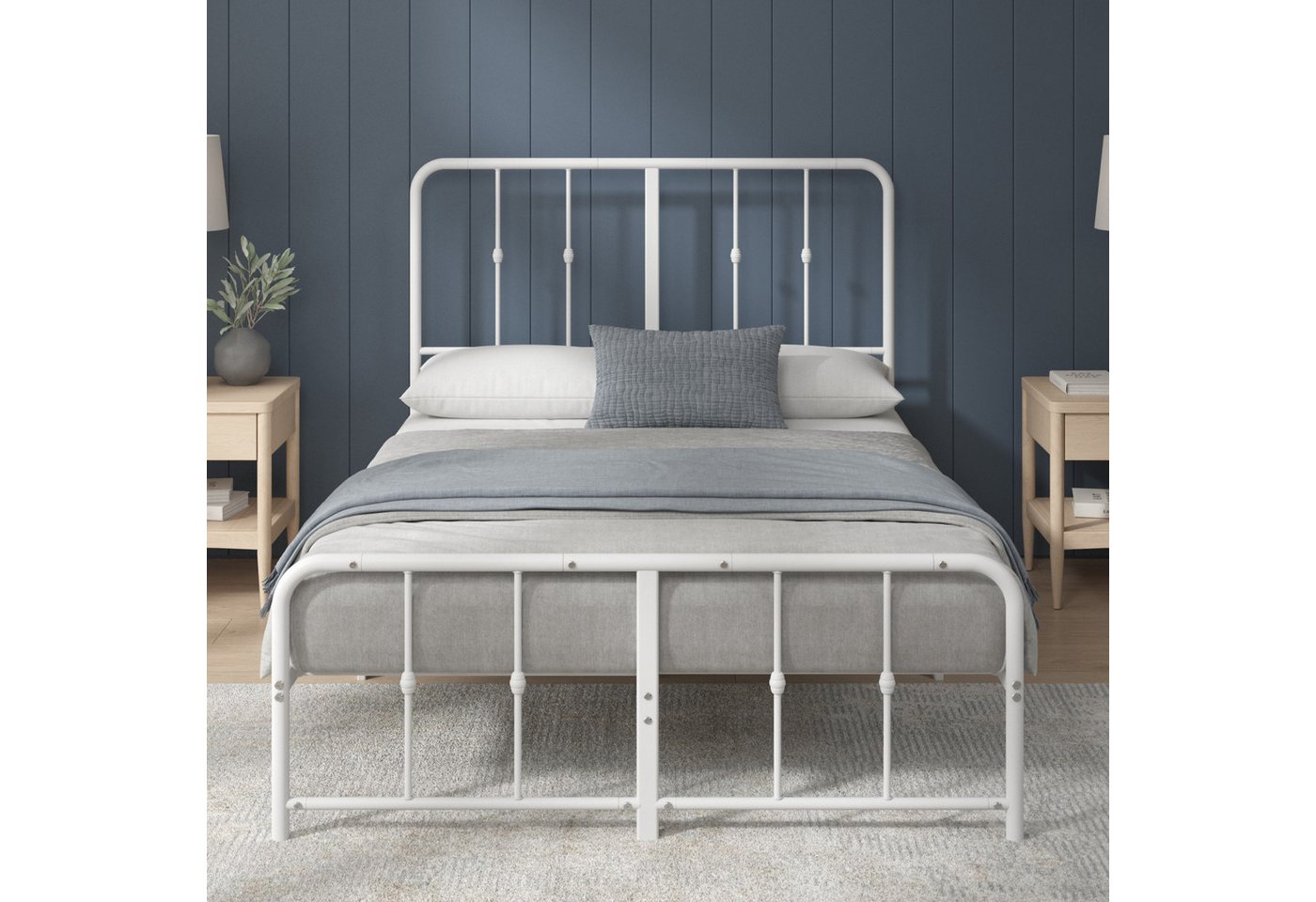 ZINUS Bettgestell Florence, Bett mit Kopf- und Fussteil, (90x200cm & 140x200cm) (Weiß, 140x200cm), Inklusive Lattenrost, Hohe Stabilität, Leichter Aufbau – Bild 3 von 5