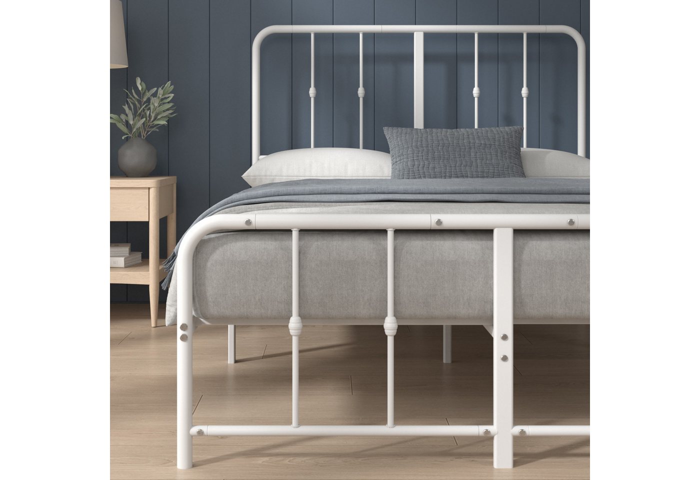 ZINUS Bettgestell Florence, Bett mit Kopf- und Fussteil, (90x200cm & 140x200cm) (Weiß, 140x200cm), Inklusive Lattenrost, Hohe Stabilität, Leichter Aufbau – Bild 5 von 5