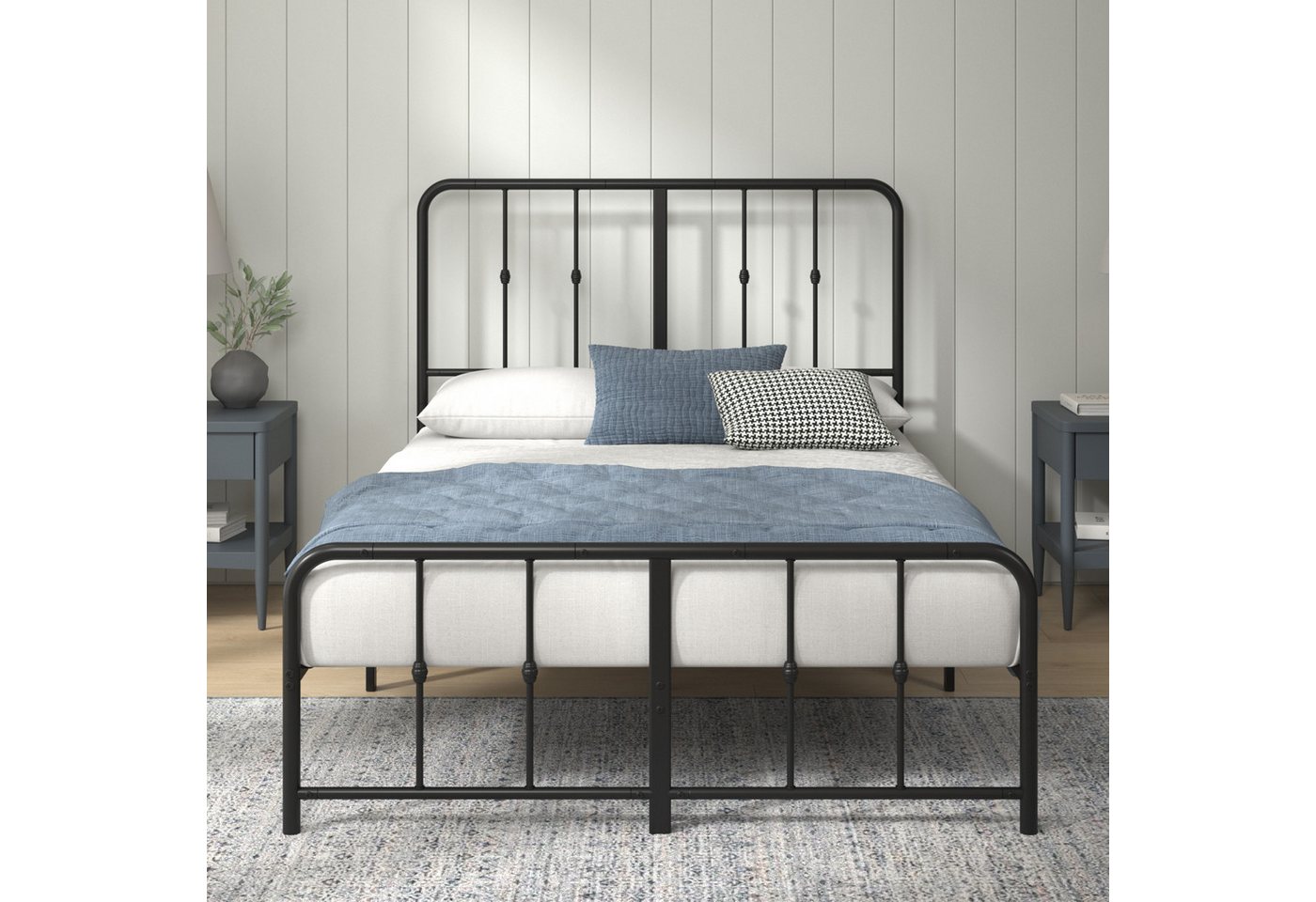 ZINUS Bettgestell Florence, Bett mit Kopf- und Fussteil, (90x200cm & 140x200cm) (Schwarz, 140x200cm), Inklusive Lattenrost, Hohe Stabilität, Leichter Aufbau – Bild 3 von 5